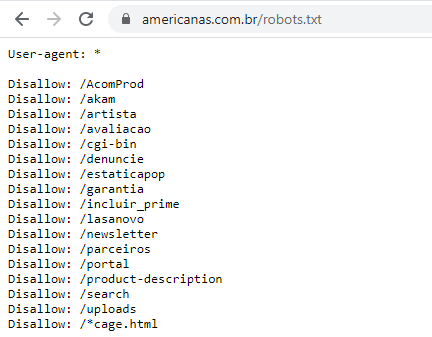 Robots.txt Americanas