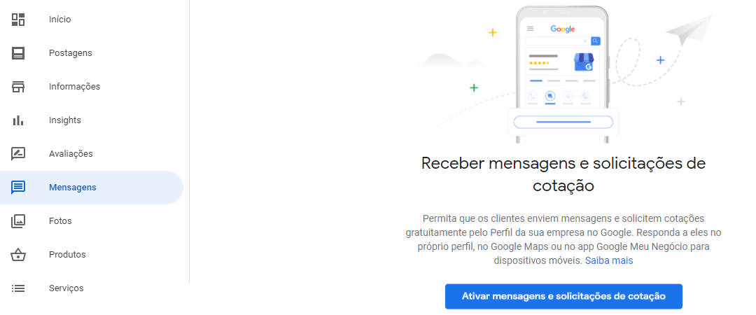 Google Meu Negócio Mensagens