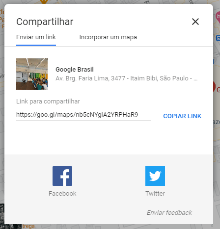 Google Maps Compartilhar