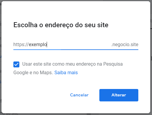 Exemplo site Google Meu Negócio